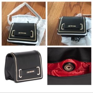 New LOVE Moschino Metallic Trim Mini Crossbody Bag